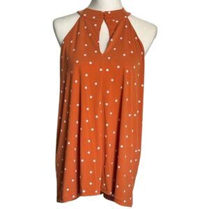 Lane Bryant Polka Dot Blouse Top Womens 22/24 Draped Spring Flattering Orange